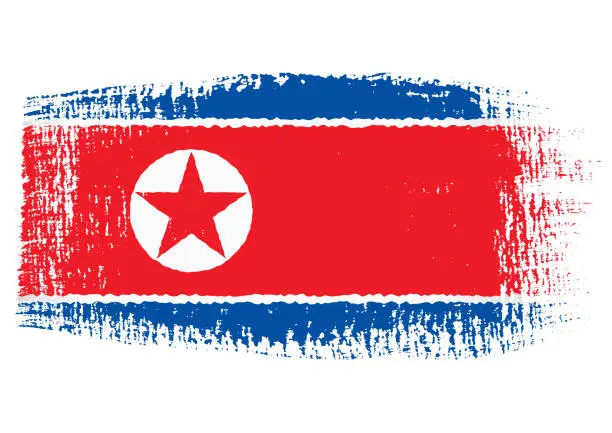 Vector illustration of Brush stroke with North Korea flag, isolated on transparent background, vector illustration