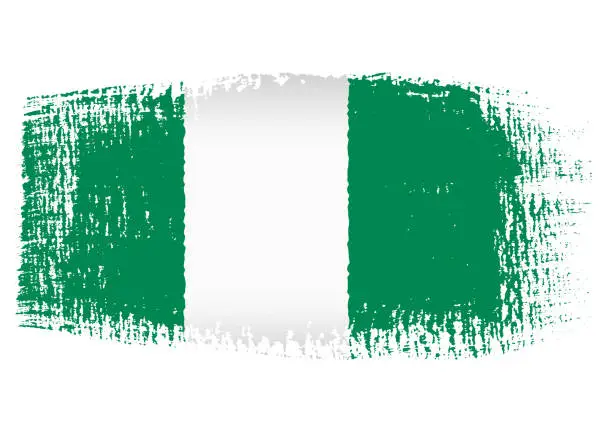 Vector illustration of Brush stroke with Nigeria flag, isolated on transparent background, vector illustration