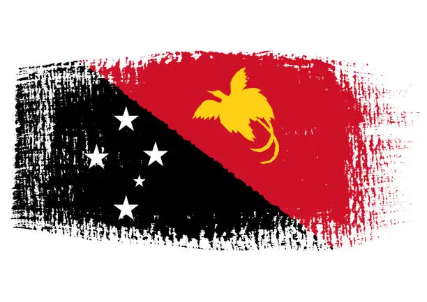 Vector illustration of Brush stroke with Papua New Guinea flag, isolated on transparent background, vector illustration