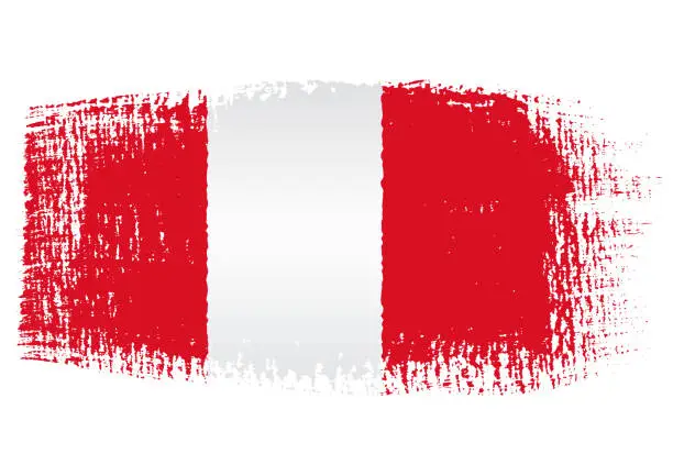 Vector illustration of Brush stroke with Peru flag, isolated on transparent background, vector illustration