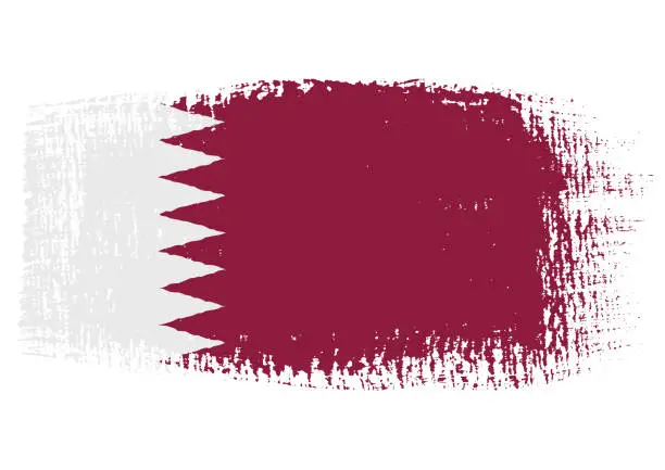 Vector illustration of Brush stroke with Qatar flag, isolated on transparent background, vector illustration