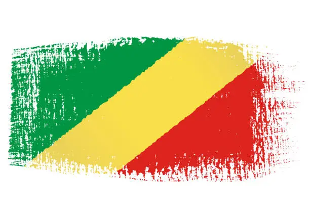 Vector illustration of Brush stroke with Republic of the Congo flag, isolated on transparent background, vector illustration