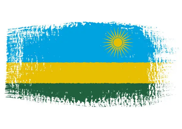 Vector illustration of Brush stroke with Rwanda flag, isolated on transparent background, vector illustration