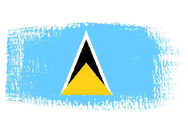 Vector illustration of Brush stroke with Saint Lucia flag, isolated on transparent background, vector illustration