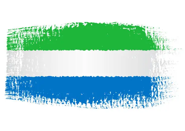 Vector illustration of Brush stroke with Sierra Leone flag, isolated on transparent background, vector illustration
