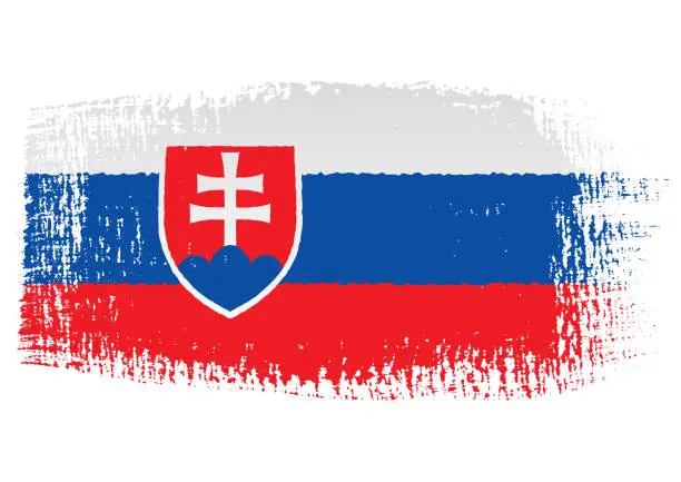 Vector illustration of Brush stroke with Slovakia flag, isolated on transparent background, vector illustration