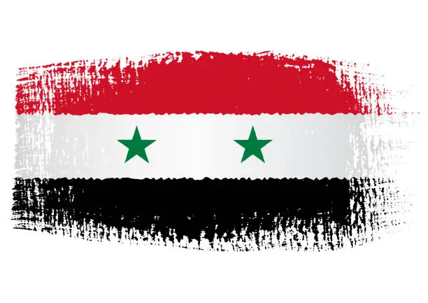 Vector illustration of Brush stroke with Syria flag, isolated on transparent background, vector illustration