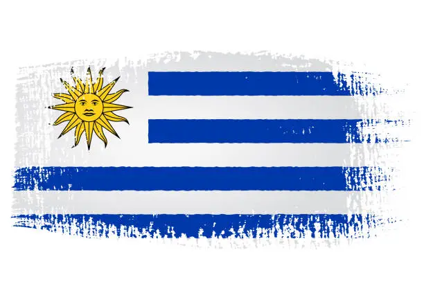 Vector illustration of Brush stroke with Uruguay flag, isolated on transparent background, vector illustration