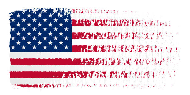 istock Brush stroke with United States of America flag, isolated on transparent background, vector illustration 1994645521