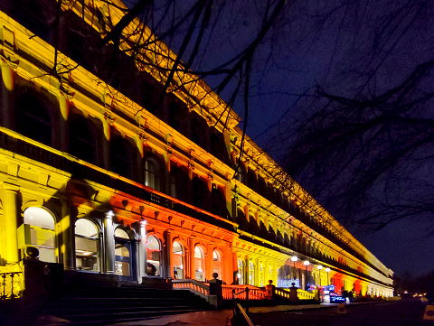 Colorfull lightings of Old buildings of glasgow Scotland England