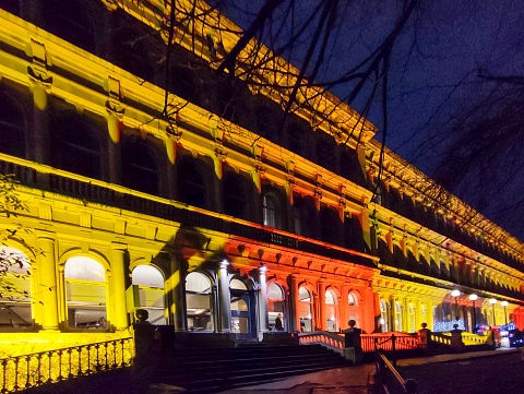 Colorfull lightings of Old buildings of glasgow Scotland England