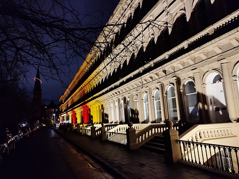 Colorfull lightings of Old buildings of glasgow Scotland England