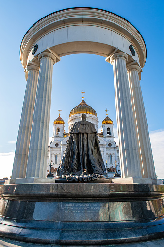 Monument to Alexander II near the Cathedral of Christ the Savior. The authors of the monument are sculptor Alexander Rukavishnikov, architect Igor Voskresensky and artist Sergei Sharov.