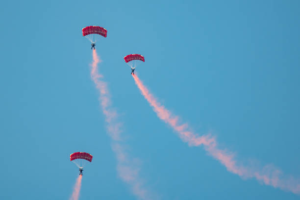 Doha, Qatar - February 01, 2024: Skydiving Team Lekhwiya Forces Katara events AFC Cup 2023