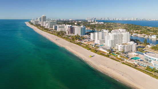 Miami Beach, Beach, Florida. USA.  View from above.