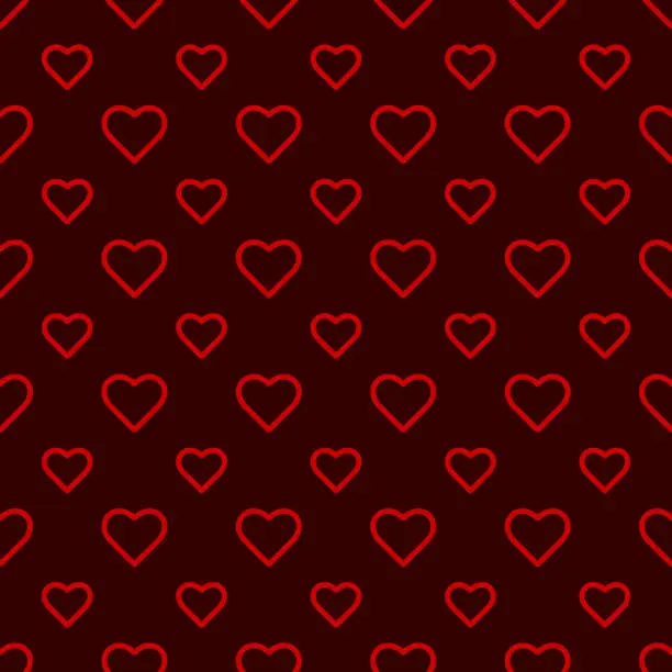 Vector illustration of Love romantic theme. Vector abstract texture with small hearts. Red Heart Dark red