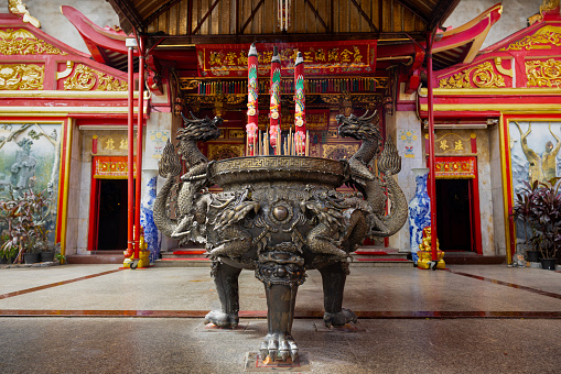 Chinese stone dragon statue art background