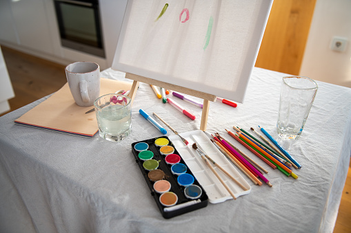 Drawing tools with canvas on the table