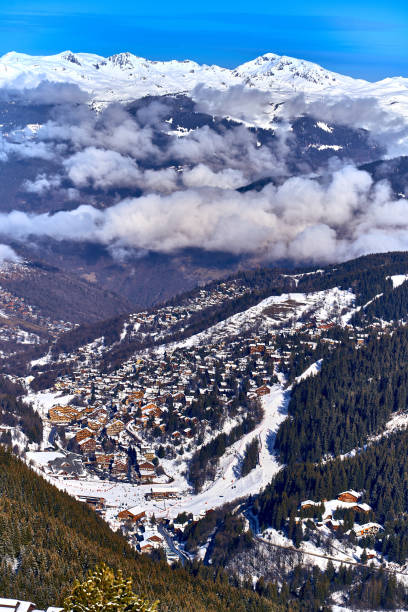 istock Breathtaking beautiful panoramic view on Snow Alps - snow-capped winter mountain peaks around French Alps mountains, The Three Valleys: Courchevel, Val Thorens, Meribel (Les Trois Vallees), France 1994831710