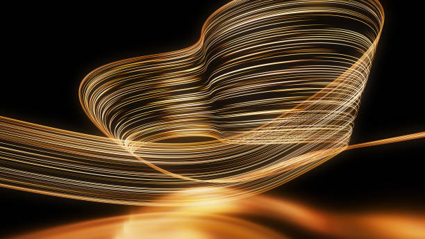 istock 3DCG of gold neon waves, lines and threads. abstract CG background. 1994869063