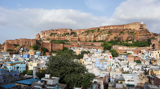 View of Mehrangarh Fort and old city Jodhpur, Jodhpur, Rajasthan, India.