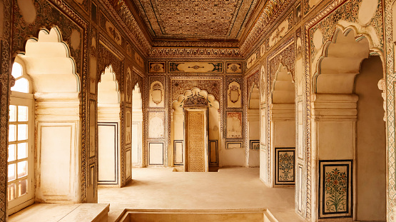 Inside View of Deewan E Khas and Water Source Way For Cooling the Palace, Nagaur Fort or Ahhichatragarh Fort Palace, Rajasthan, India.