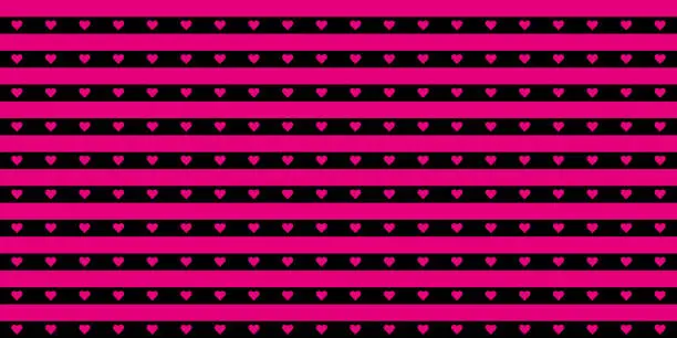 Vector illustration of small hearts. Pink hearts. Valentines day background Black. Love romantic theme.