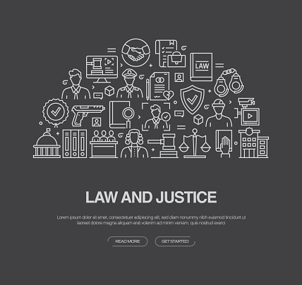 Law Ribbon Design Law And Justice Related Vector Banner Design Concept Global Multisphere ...