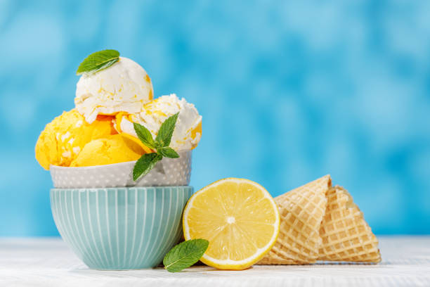 Refreshing ice cream and waffle cones