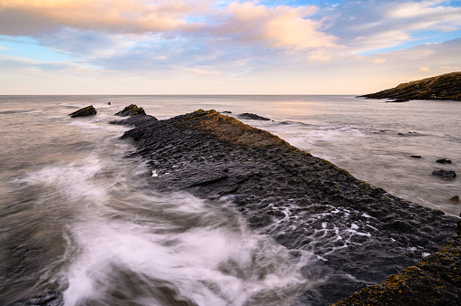On the rocky shoreline  at Howick on the Northumberland coast, AONB which is now renamed as National Landscapes