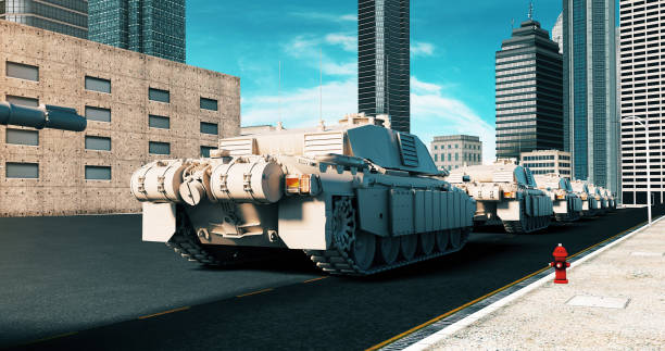 istock Tanks Pushing Through City Resistance. Slowly Moving Forward. 1995014365