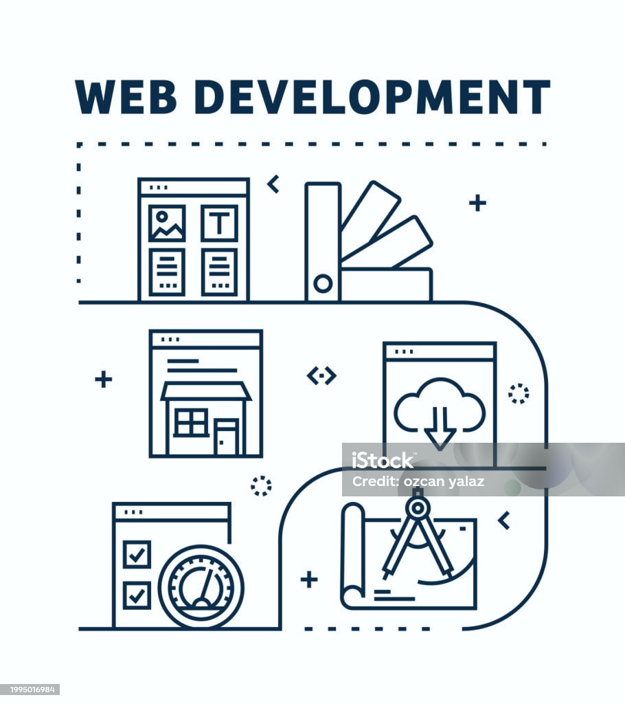 Web Development Related Vector Banner Design Concept Global Multisphere ...