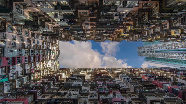 Hong Kong Time Lapse 4K, apartment monster building. Timelapse Yick Fat Building