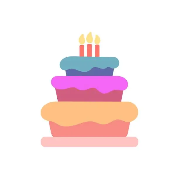 Vector illustration of Colorful Birthday Celebration Cake Illustration Type 5