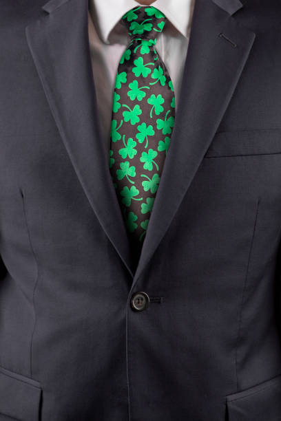 Close Up of St Patricks Day Clover Necktie