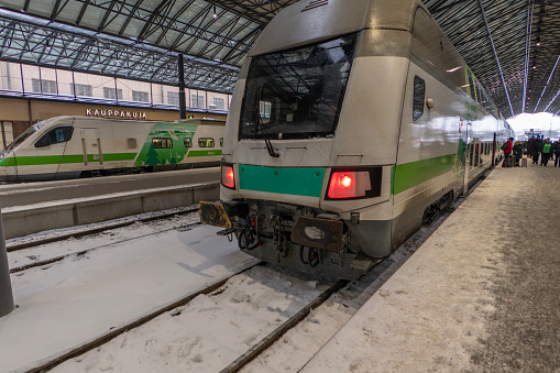 Bologna - Italy - February 20, 2021: Main entrance of Bologna Central Railway Station.