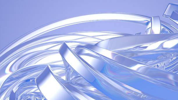 istock Clear Glass Curved Wavy Twisted Refraction And Reflection Fresh Fresh Elegant Modern 3D Rendering Abstract Background 1995065928