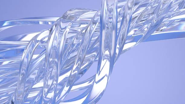 istock Clear Glass Curved Wavy Twisted Refractive and Reflective Lush Elegant Modern 3D Rendering Abstract Background 1995077774