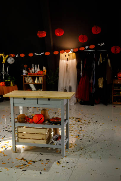 istock Confetti on the floor after a fun Halloween party 1995080946