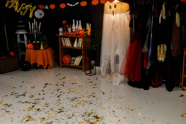 istock Confetti on the floor after a fun Halloween party 1995080949