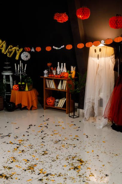 istock Confetti on the floor after a fun Halloween party 1995080951