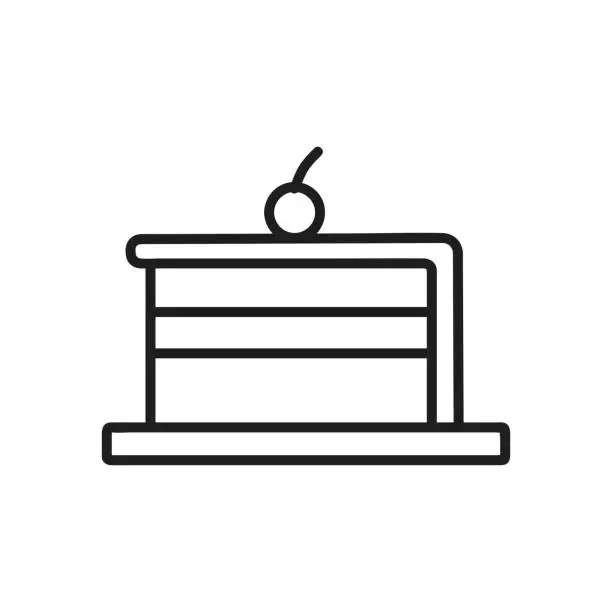 Vector illustration of Black and white illustration of a small cake celebrating a birthday