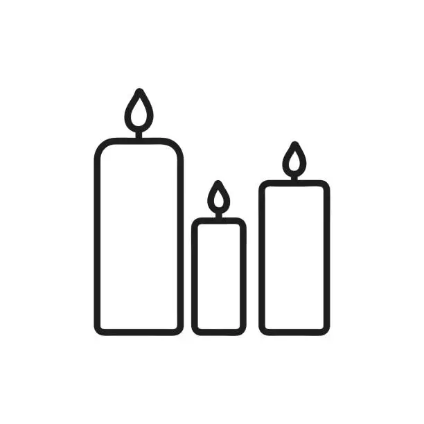 Vector illustration of Black and white illustration of three candles to celebrate