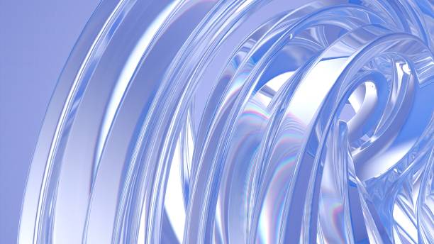 istock Transparent Refreshing Elegant Modern 3D Rendering Abstract Background with Clear Glass Curve Wavy Twisted Refraction and Reflection 1995106806