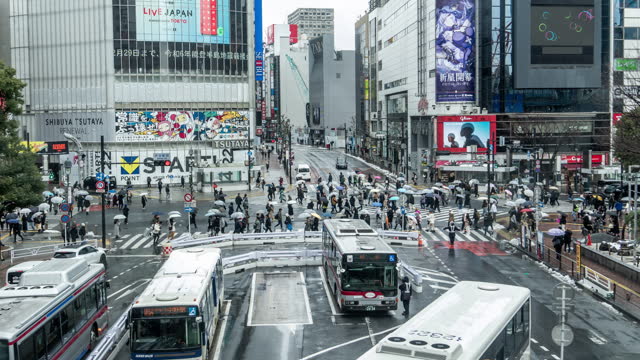 4k Time-lapse : Shibuya Crossing / Tokyo, Japan