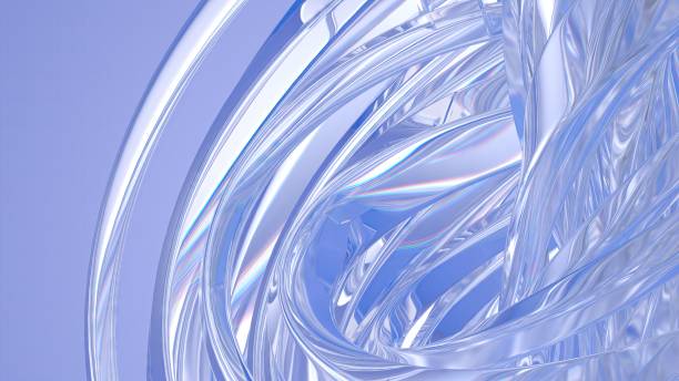 istock Clear Glass Curve Wavy Twisted Refraction And Reflection Organic Fresh Elegant Modern 3D Rendering Abstract Background 1995114060