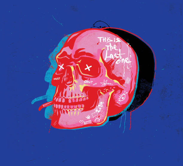 Smoking Skull - ilustração de arte em vetor