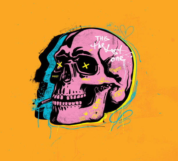 Smoking Skull - ilustração de arte em vetor