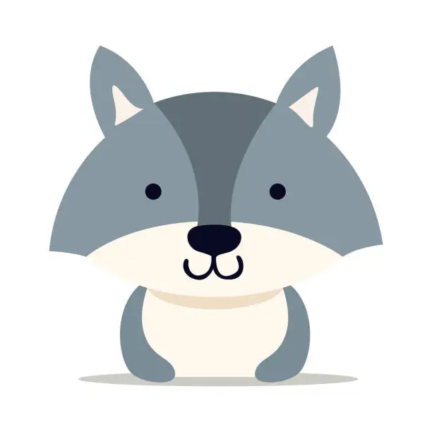 Vector illustration of Flat illustration of a stylized gray wolf