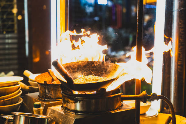 pot on high heat, preparing asian food